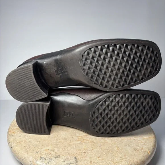 Aerology by Aerosoles Alexis Brown Leather Square Toe Block Heel Loafers 9M - Picture 10 of 10